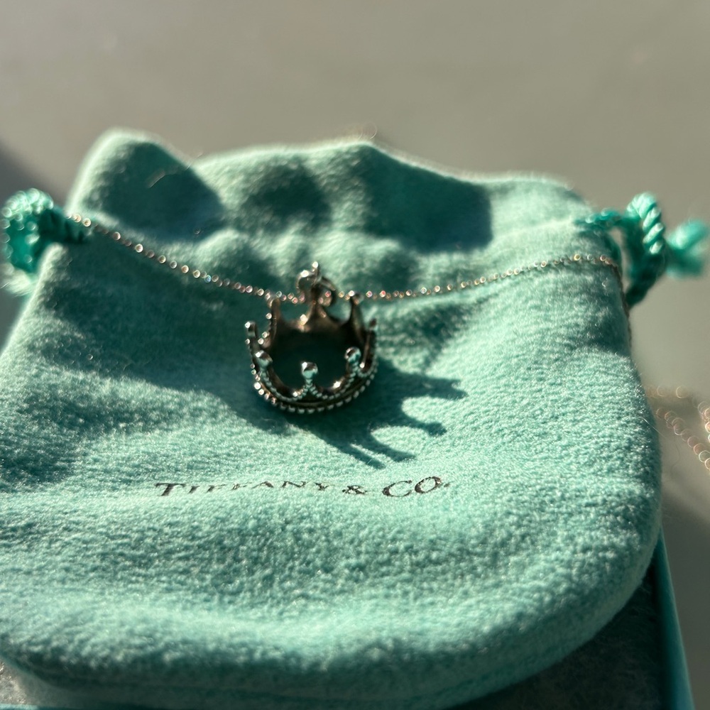 Authentic Tiffany & Co. 3D “Princess” Crown Charm Necklace 👑